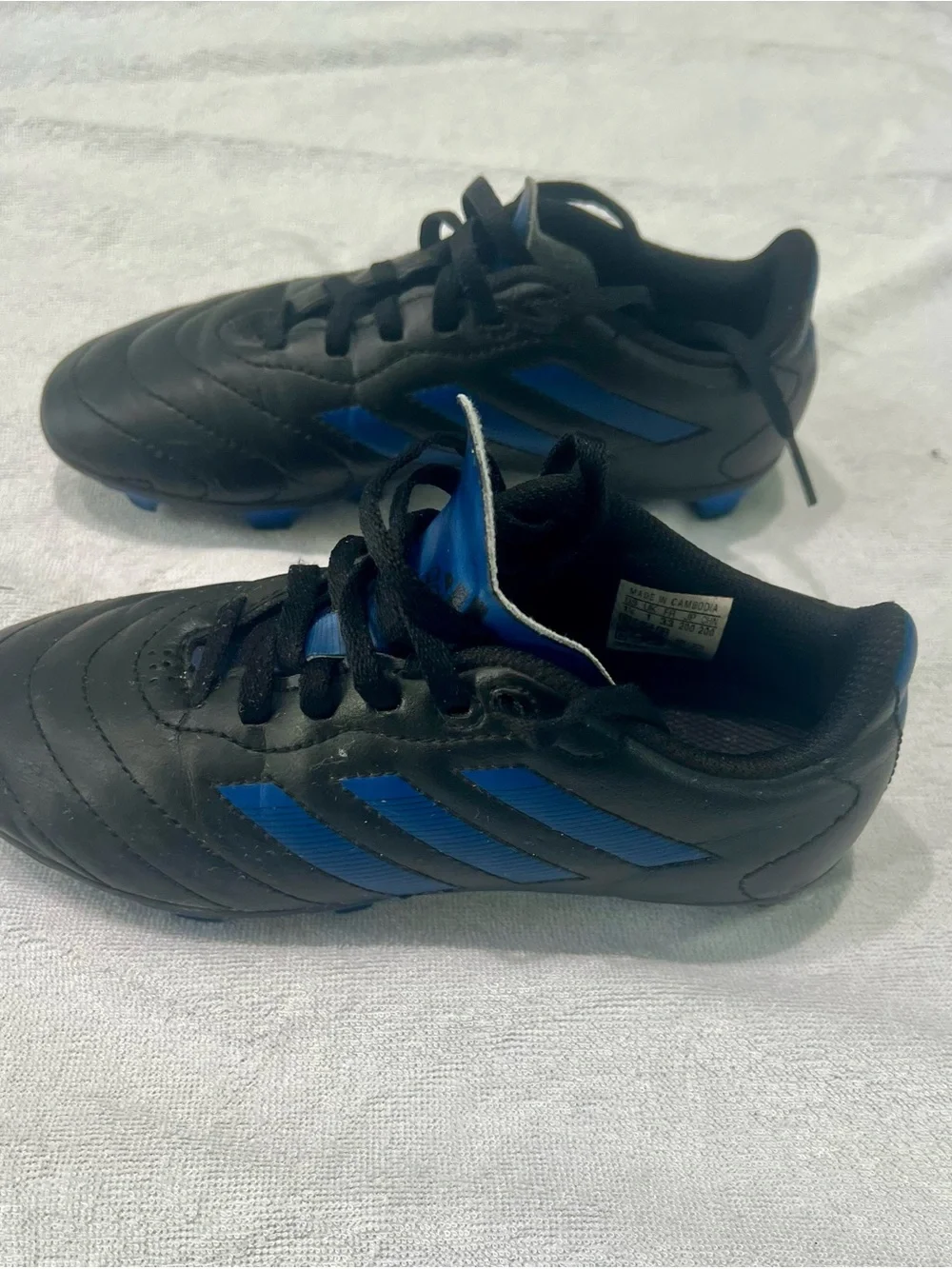 adidas Kids Black and Blue Soccer Cleats